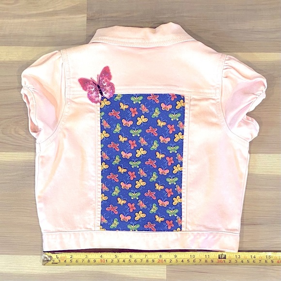 OOAK Pink Puff Sleeve Jacket with butterflies. Size 9 - Picture 6 of 9
